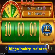 bingo sobre valores para imprimir